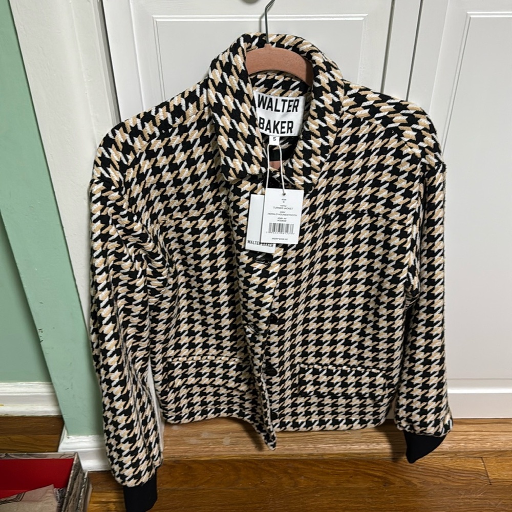 Walter Baker Black and Cream Houndstooth Jacket